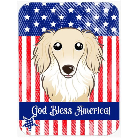 Caroline's Treasures Longhair Creme Dachshund Glass Cutting Board Large