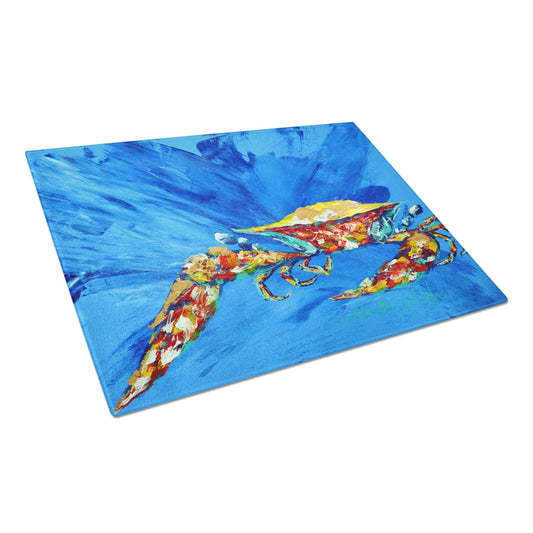 Caroline's Treasures MW1163LCB Big Spash Crab in blue Glass Cutting Board Large, 12H x 16W, multicolor