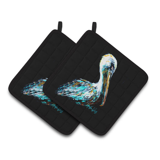 Caroline's Treasures MW1164PTHD Dressed in Black Pelican Pair of Pot Holders , 7.5HX7.5W, multicolor