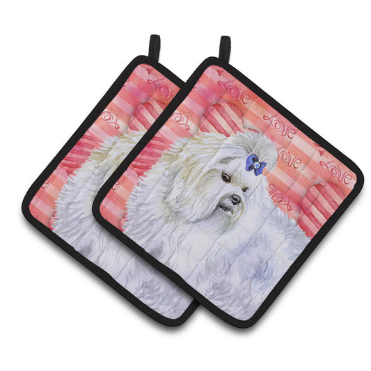 Maltese Love Pair of Pot Holders