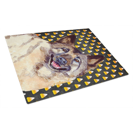 Caroline's Treasures Norwegian Elkhound Candy Corn Halloween Portrait Glass Cutting Board Large