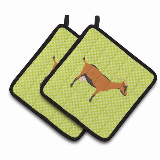 Caroline's Treasures Oberhasli Goat Green Pair of Pot Holders