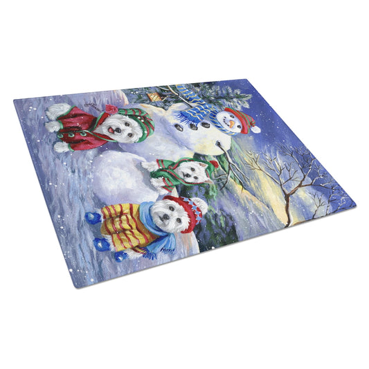 Caroline's Treasures PPP3208LCB Westie Holiay Snowballs Glass Cutting Board Large, 12H x 16W, multicolor