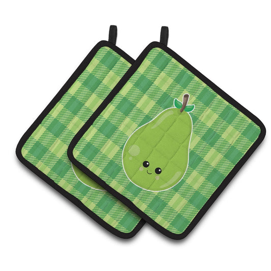Caroline's Treasures Pear Face Pair of Pot Holders