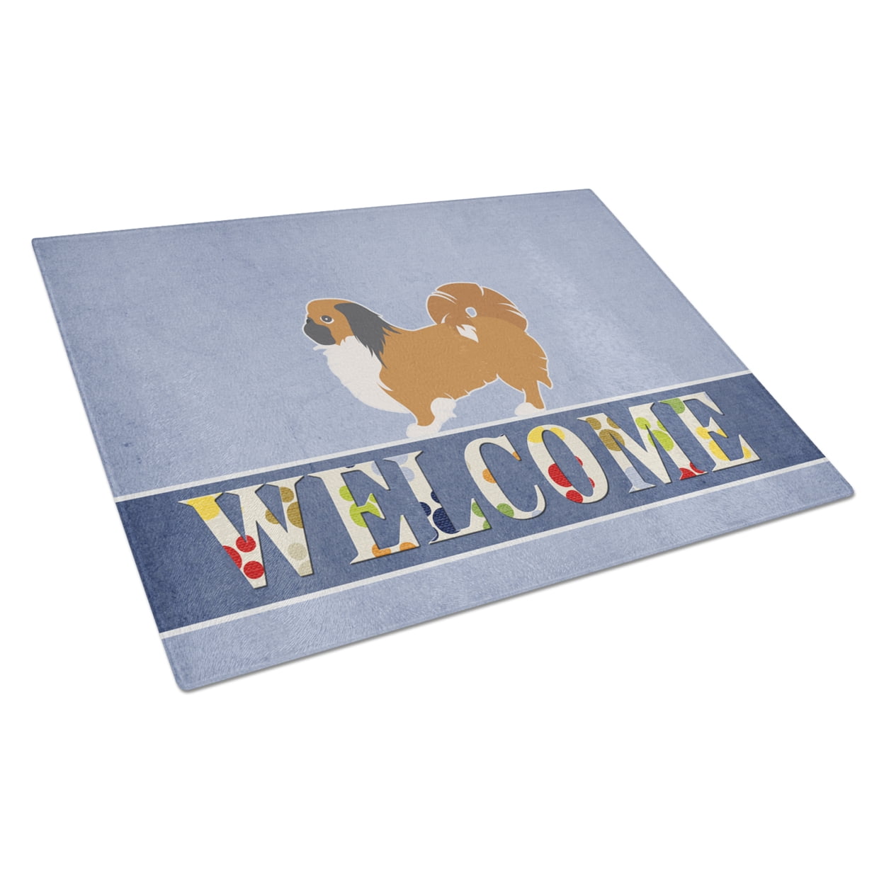 Caroline's Treasures Pekingese Welcome Glass Cutting Board Large