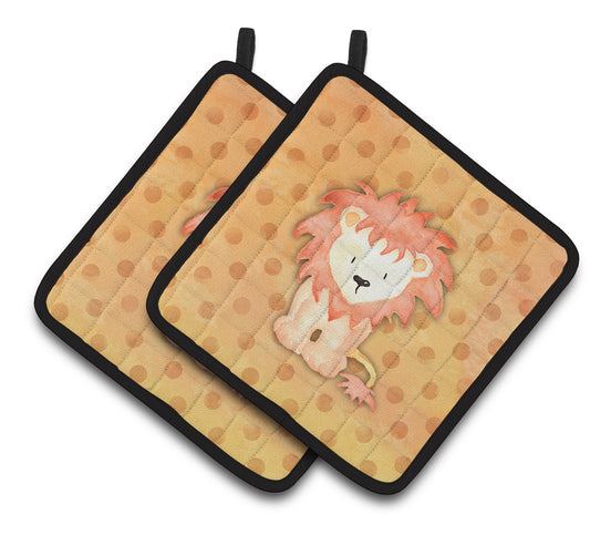 Caroline's Treasures Polkadot Lion Watercolor Pair of Pot Holders