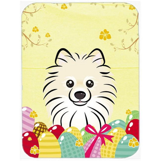 Caroline's Treasures Pomeranian Easter Egg Hunt Glass Cutting Board Large