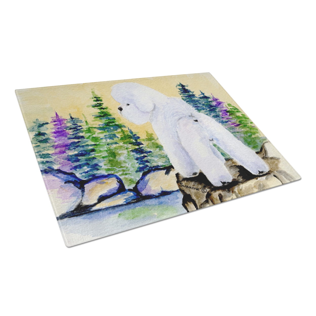 Caroline's Treasures SS8010LCB Bichon Frise Glass Cutting Board Large, 12H x 16W, multicolor