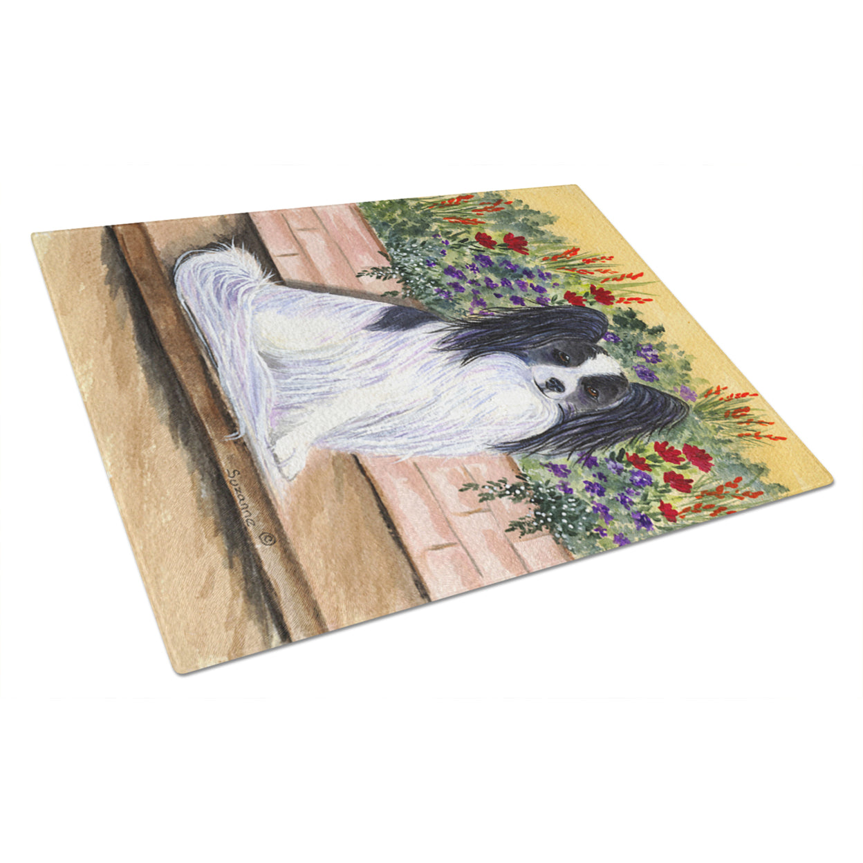 Caroline's Treasures SS8210LCB Papillon Glass Cutting Board Large, 12H x 16W, multicolor