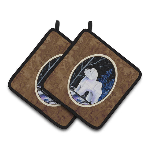 Caroline's Treasures SS8397PTHD Starry Night Bichon Frise Pair of Pot Holders, 7.5HX7.5W, multicolor