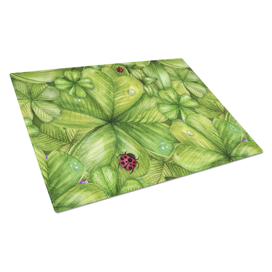 Shamrocks and Lady bugs Glass Cutting Board Large