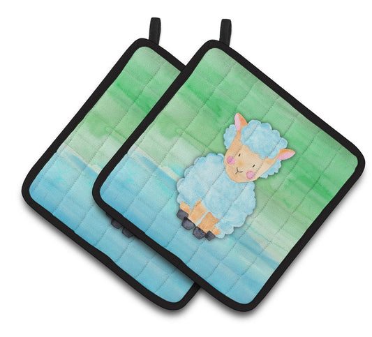 Caroline's Treasures Sheep Lamb Watercolor Pair of Pot Holders