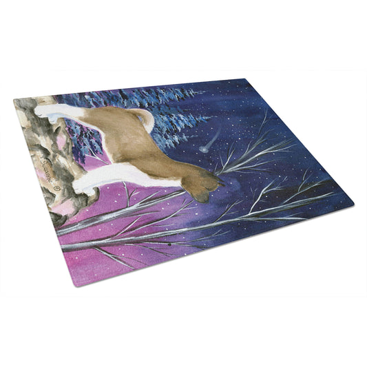 Caroline's Treasures Starry Night Akita Glass Cutting Board Large
