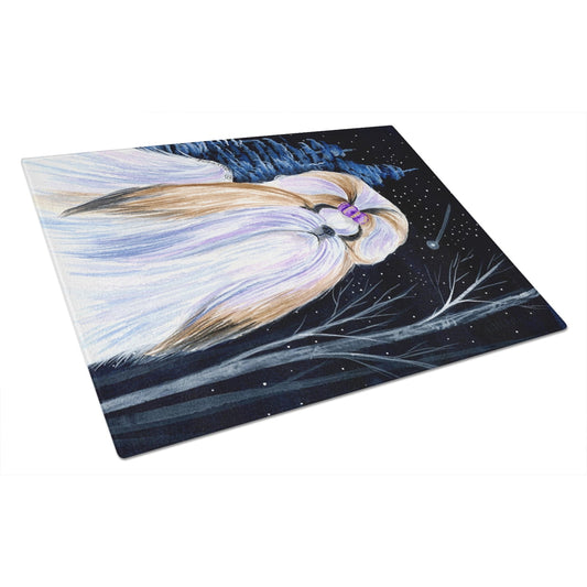 Caroline's Treasures Starry Night Shih Tzu Glass Cutting Board Large
