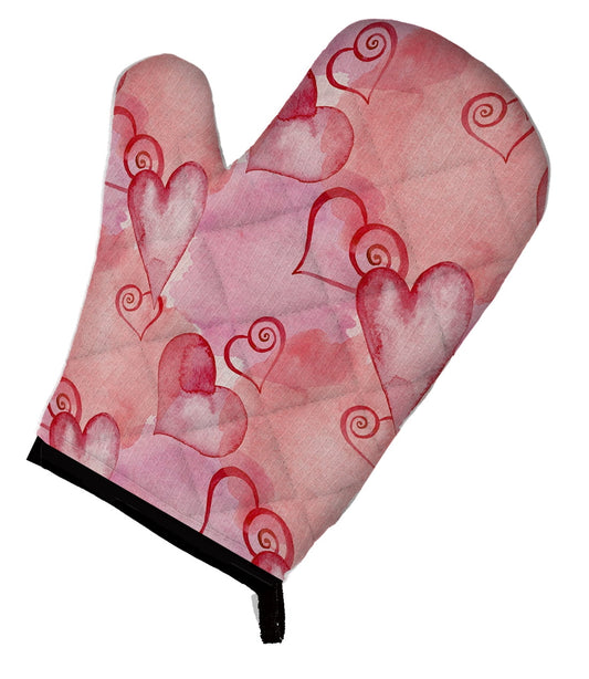 Caroline's Treasures Watercolor Red Hearts Oven Mitt