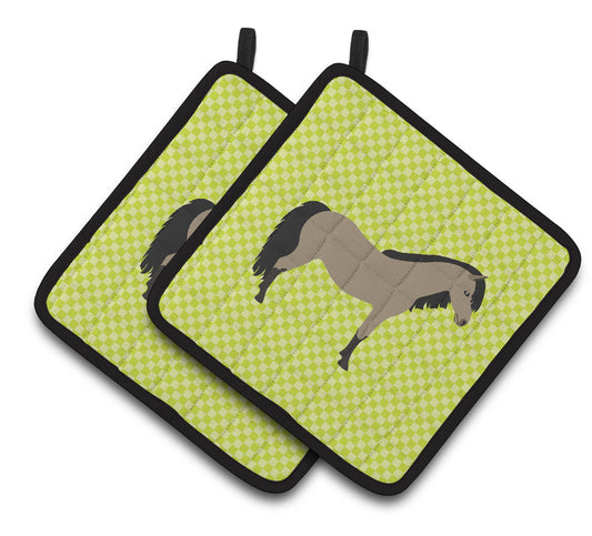 Caroline's Treasures Welsh Pony Horse Green Pair of Pot Holders