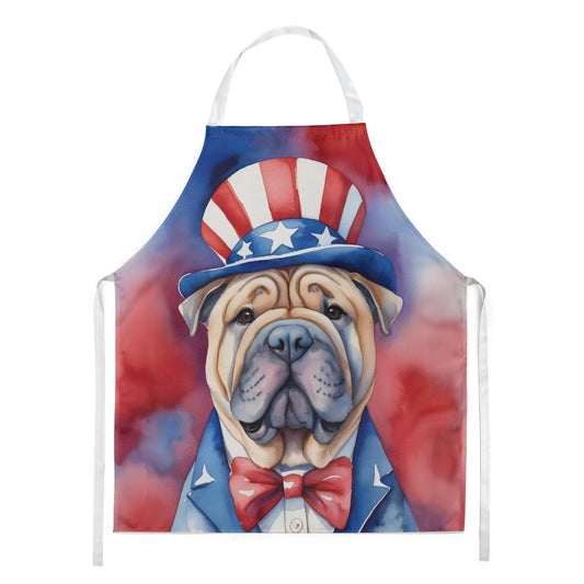 Shar Pei Patriotic American Apron 27 in x 30 in