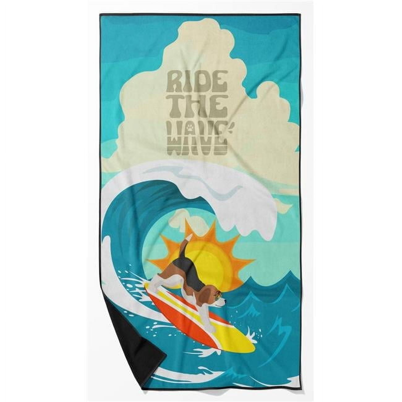 Surfer Dog Beagle Premium Beach Towel 30 in x 60 in
