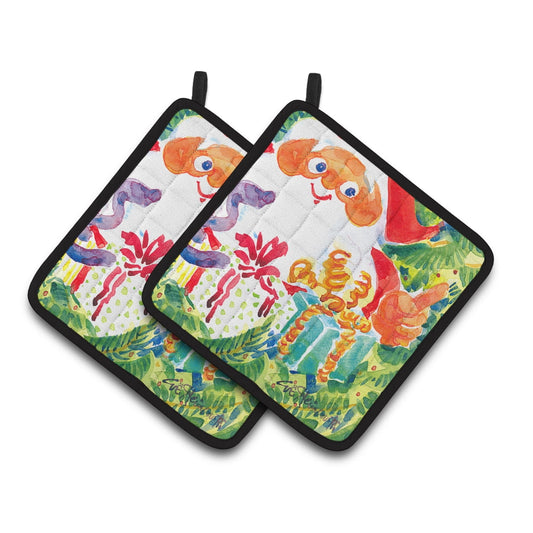 Carolines Treasures 6121PTHD Christmas Santa Claus You Better Watch out Pair of Pot Holders , 7.5HX7.5W, multicolor