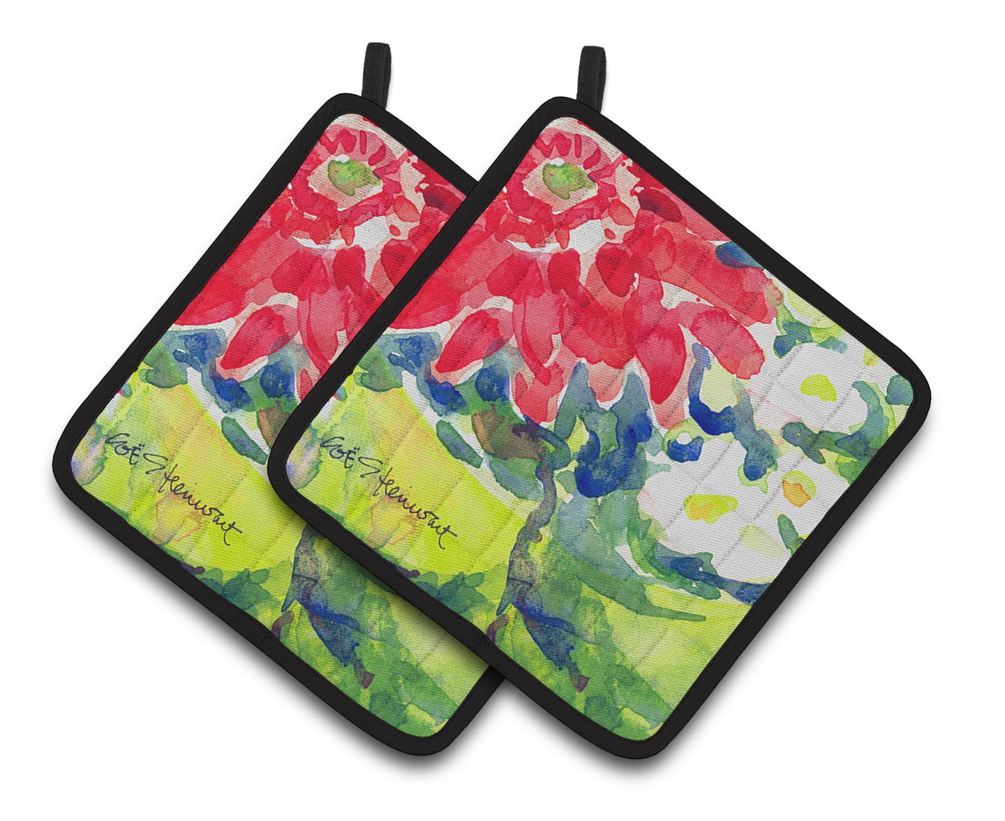 Carolines Treasures 6126PTHD Flower Pair of Pot Holders , 7.5HX7.5W, multicolor