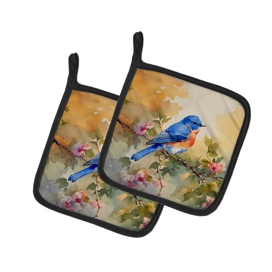 Carolines Treasures 7.5 x 7.5 in. Bluebird Pot Holders - Set of 2