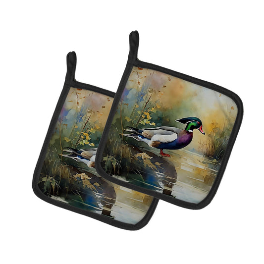 Carolines Treasures 7.5 x 7.5 in. Wood Duck Pot Holders - Set of 2