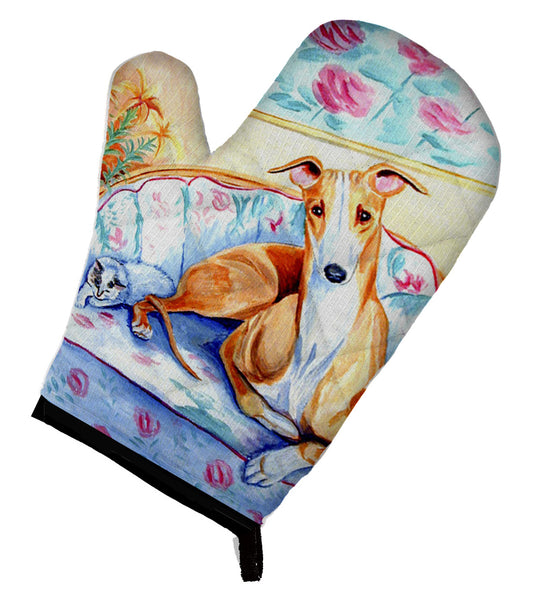 Lady with her Boston Terrier Oven Mitt