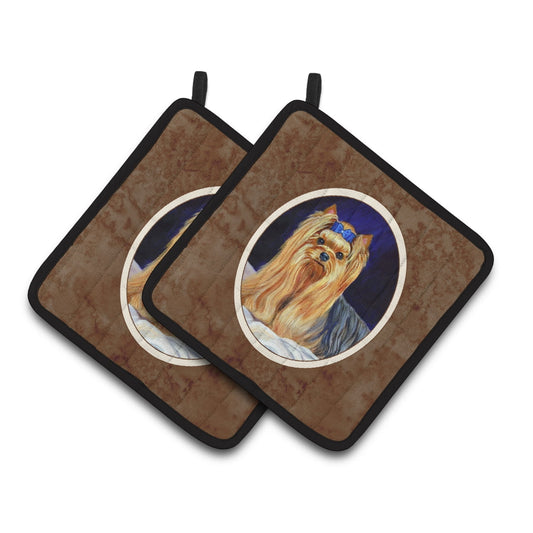 Carolines Treasures 7157PTHD Yorkie Pair of Pot Holders  7.5HX7.5W multicolor