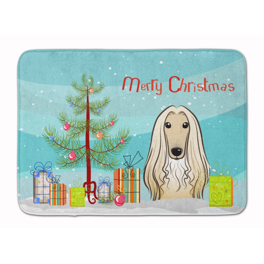 Carolines Treasures BB1616RUG Christmas Tree and Afghan Hound Machine Washable Memory Foam Mat 19 X 27" multicolor