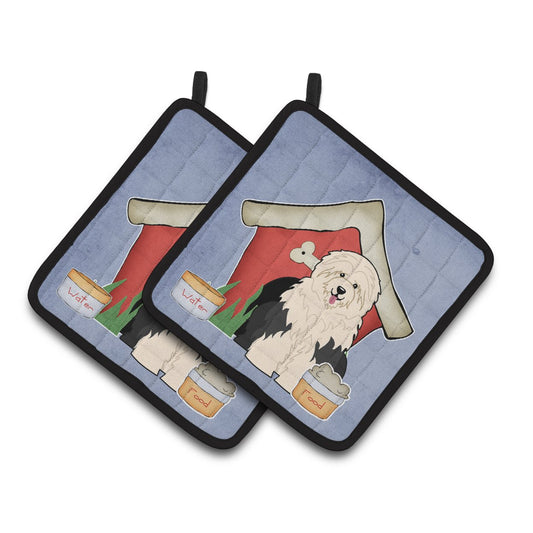 Carolines Treasures BB2850PTHD Dog House Collection Old English Sheepdog Pair of Pot Holders , 7.5HX7.5W, multicolor