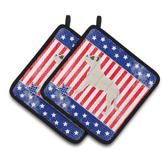 Carolines Treasures BB3367PTHD Patriotic Dogo Argentino Pair of Pot Holders , 7.5HX7.5W, multicolor