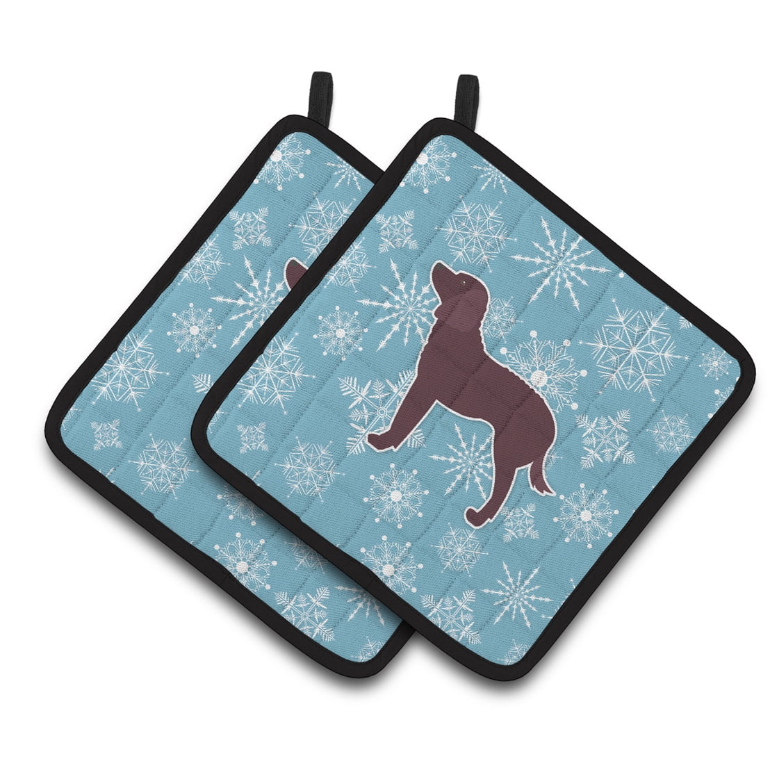 Carolines Treasures BB3501PTHD Winter Snowflake Water Spaniel Pair of Pot Holders 7.5HX7.5W multicolor