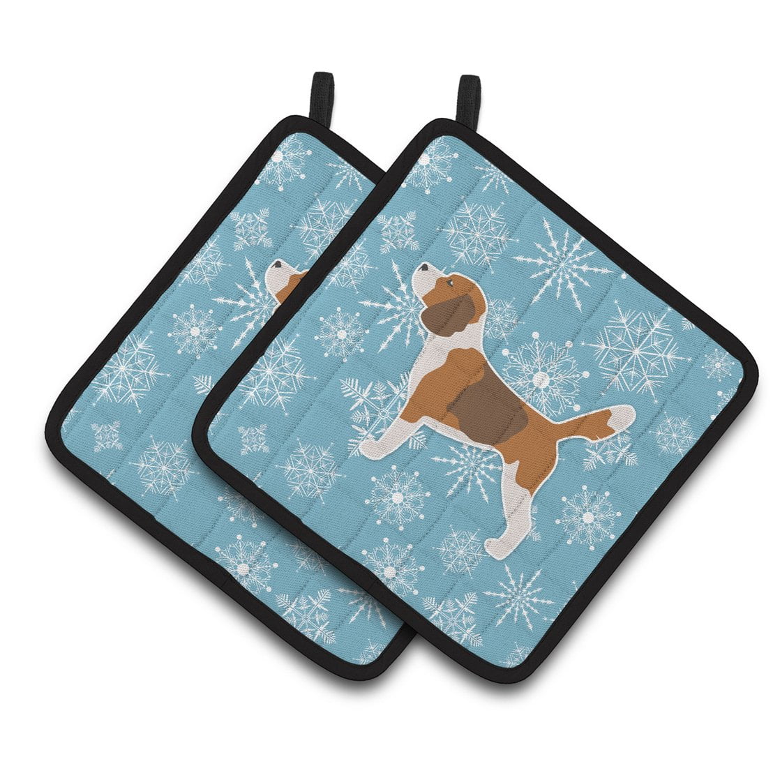Carolines Treasures BB3510PTHD Winter Snowflake Beagle Pair of Pot Holders , 7.5HX7.5W, multicolor
