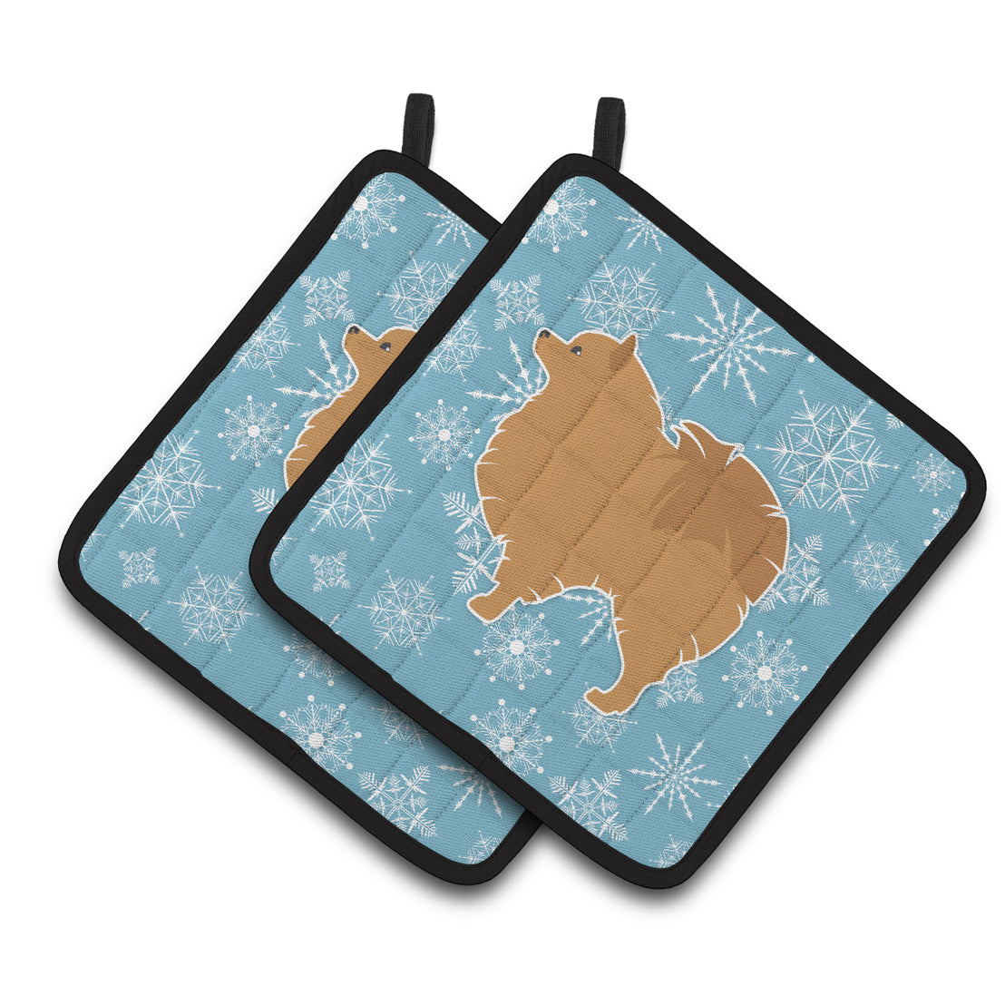 Carolines Treasures BB3542PTHD Winter Snowflake Pomeranian Pair of Pot Holders , 7.5HX7.5W, multicolor