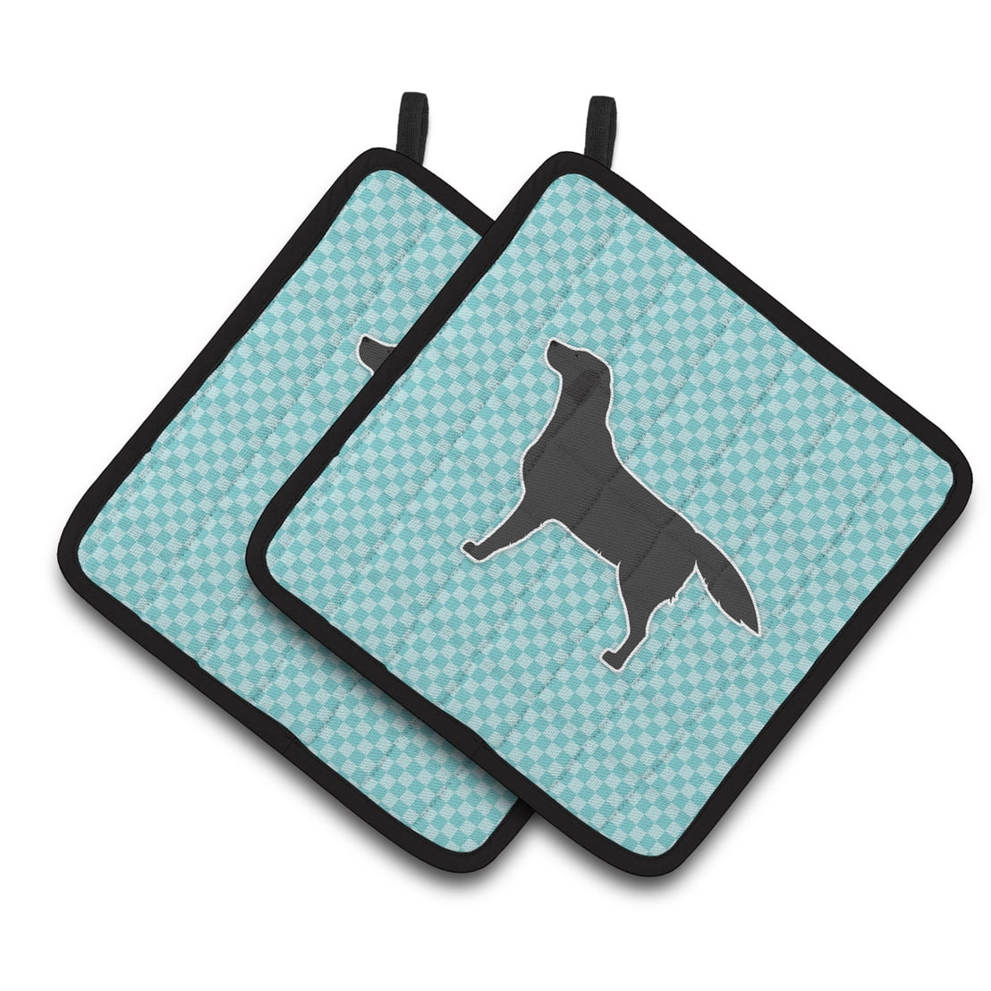 Carolines Treasures BB3708PTHD Black Labrador Retriever Checkerboard Blue Pair of Pot Holders , 7.5HX7.5W, multicolor