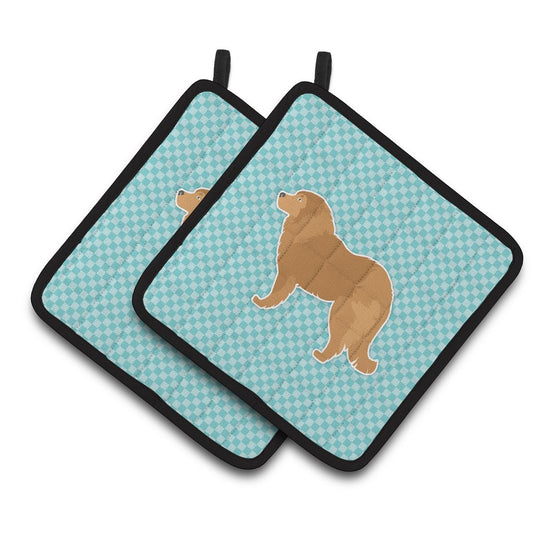 Carolines Treasures BB3725PTHD Caucasian Shepherd Dog Checkerboard Blue Pair of Pot Holders , 7.5HX7.5W, multicolor