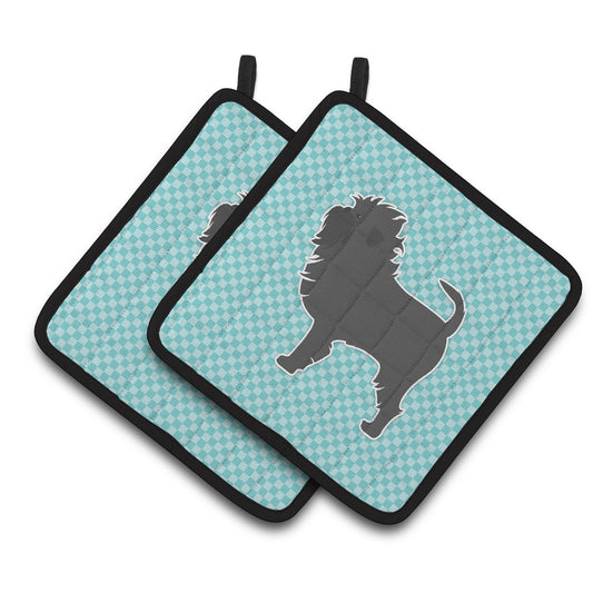 Carolines Treasures BB3748PTHD Affenpinscher Checkerboard Blue Pair of Pot Holders , 7.5HX7.5W, multicolor