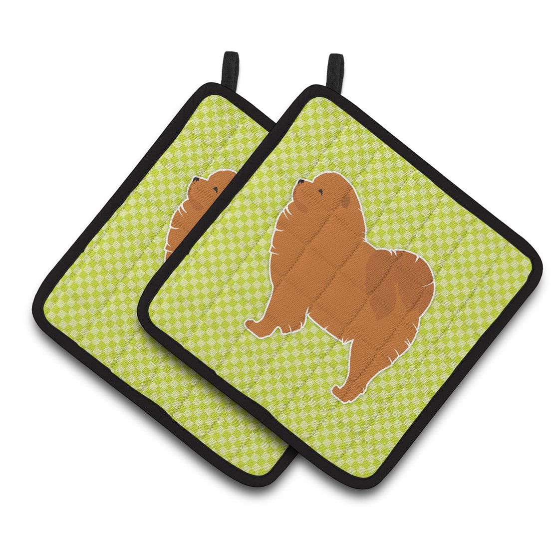 Carolines Treasures BB3851PTHD Chow Chow Checkerboard Green Pair of Pot Holders  7.5HX7.5W multicolor