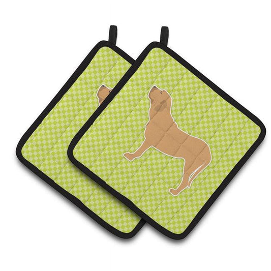 Fila Brasileiro Checkerboard Green Pair of Pot Holders
