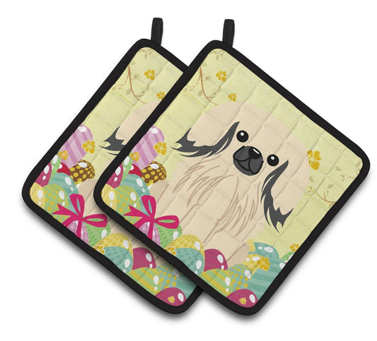 Easter Eggs Pekingnese Cream Pair of Pot Holders