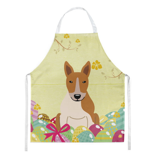 Carolines Treasures BB6135APRON Easter Eggs Bull Terrier Red White Apron Large multicolor