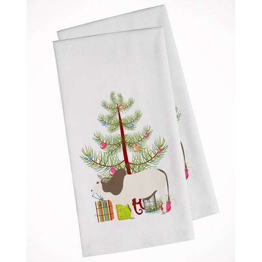 Carolines Treasures BB9197WTKT Malvi Cow Christmas White Kitchen Towel Set of 2 Dish Towels Teal 19 X 25" multicolor