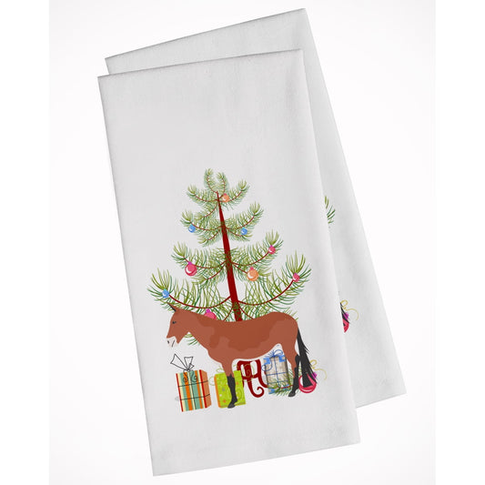 Carolines Treasures BB9212WTKT Mule Christmas White Kitchen Towel Set of 2 Dish Towels Teal 19 X 25" multicolor