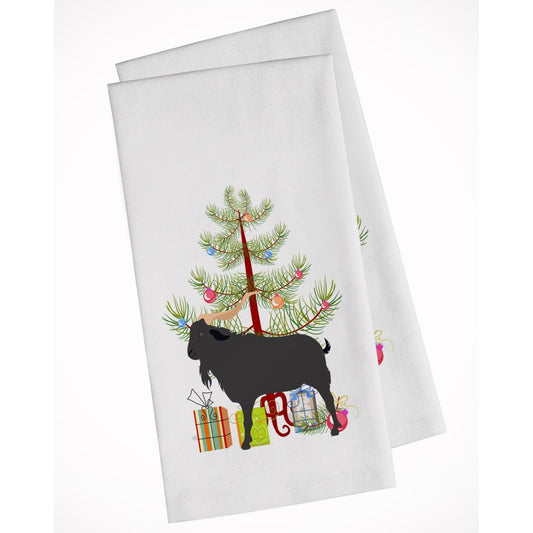 Carolines Treasures BB9249WTKT Verata Goat Christmas White Kitchen Towel Set of 2 Dish Towels Teal 19 X 25" multicolor
