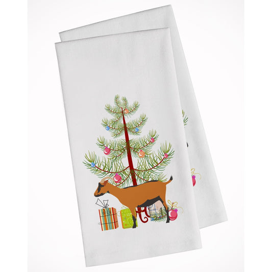 Carolines Treasures BB9255WTKT Oberhasli Goat Christmas White Kitchen Towel Set of 2 Dish Towels Teal 19 X 25"