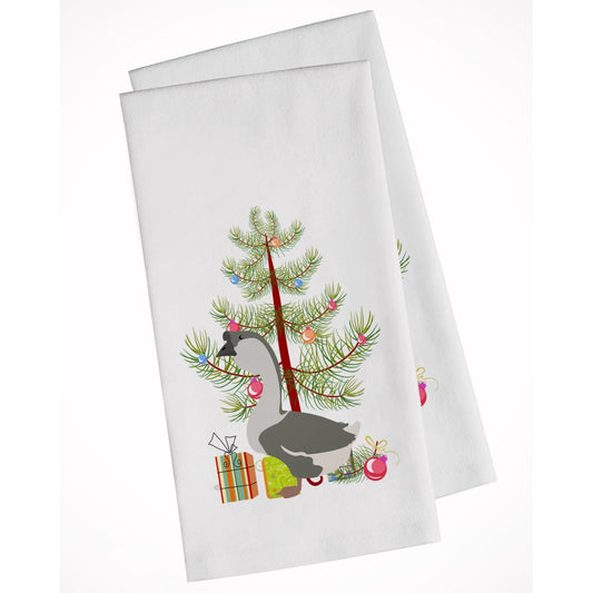 Carolines Treasures BB9266WTKT African Goose Christmas White Kitchen Towel Set of 2 Dish Towels Teal 19 X 25" multicolor