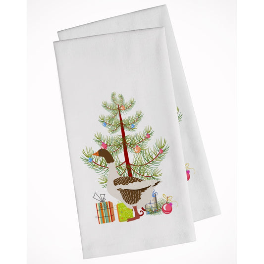 Carolines Treasures BB9270WTKT Pomeranian Rogener Goose Christmas White Kitchen Towel Set of 2 Dish Towels Teal 19 X 25"