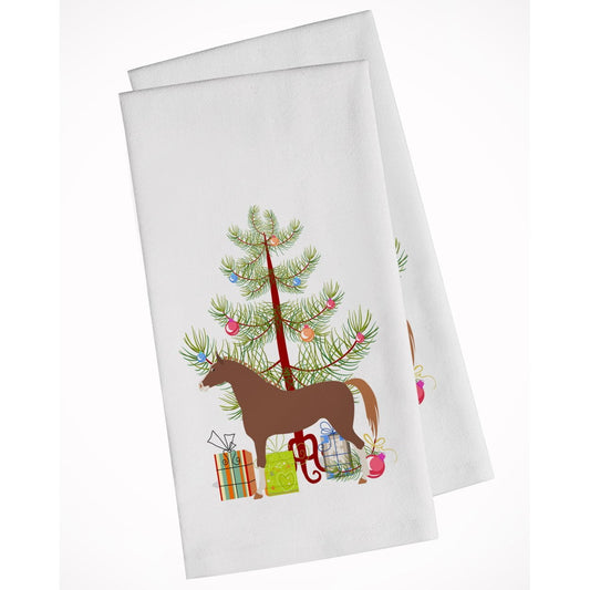 Carolines Treasures BB9276WTKT Hannoverian Horse Christmas White Kitchen Towel Set of 2 Dish Towels Teal 19 X 25"