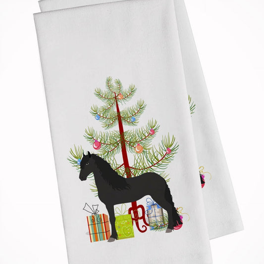 Carolines Treasures BB9282WTKT Friesian Horse Christmas White Kitchen Towel Set of 2 Dish Towels Teal 19 X 25"