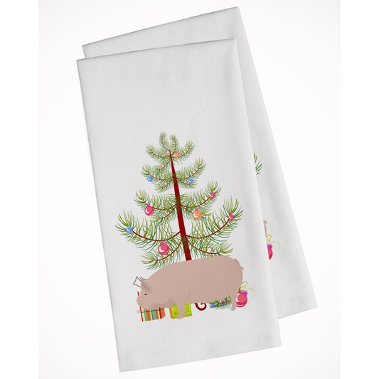 Carolines Treasures BB9304WTKT Welsh Pig Christmas White Kitchen Towel Set of 2 Dish Towels Teal 19 X 25" multicolor